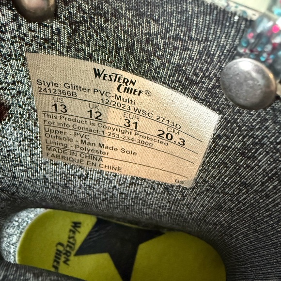 Wester Chief Girls Glitter Waterproof Rain Boot size 13 EUC - Picture 7 of 9